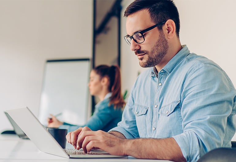 A man working on laptop