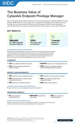 Snapshot: The Business Value of CyberArk Endpoint Privilege Manager