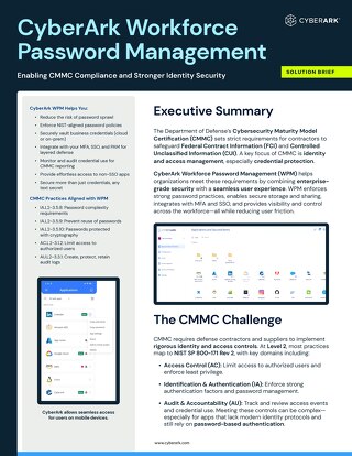 CyberArk Workforce Password Management: Enabling CMMC Compliance and Stronger Identity Security