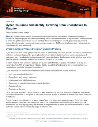 ESG Showcase:  Cyber Insurance and Identity: Evolving From Checkboxes to Maturity