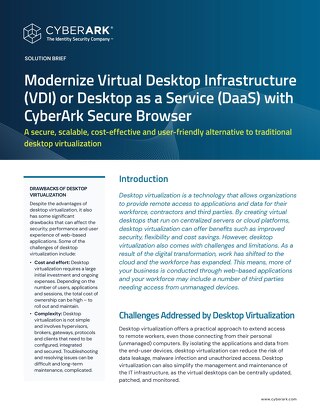 Modernize Virtual Desktop Infrastructure (VDI) or Desktop as a Service (DaaS) with CyberArk Secure Browser