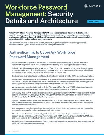 Workforce Password Management — Security Details and Architecture